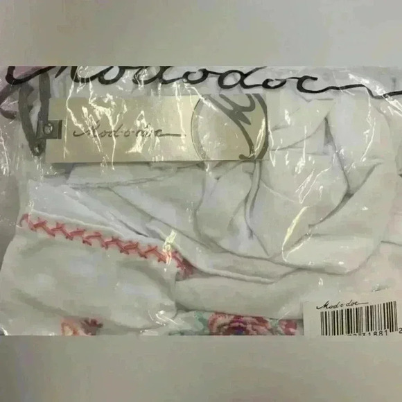 Mod-o-doc Slub Jersey Swing Tunic Embroidery, Women's Size XS, White - Picture 6 of 6